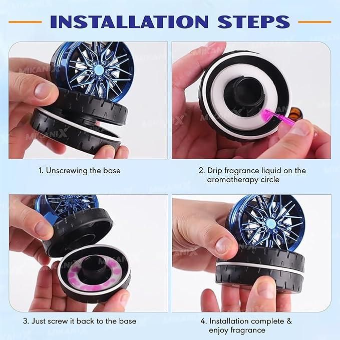 Stylish Car Aroma Diffuser – Solar Rotating Dashboard Fragrance Wheel