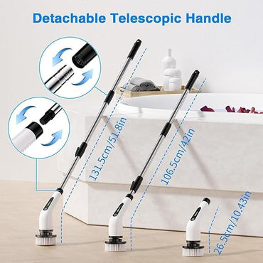 Electric Spin Scrubber, Cordless Cleaning Brush with 8 Replaceable Brush Heads