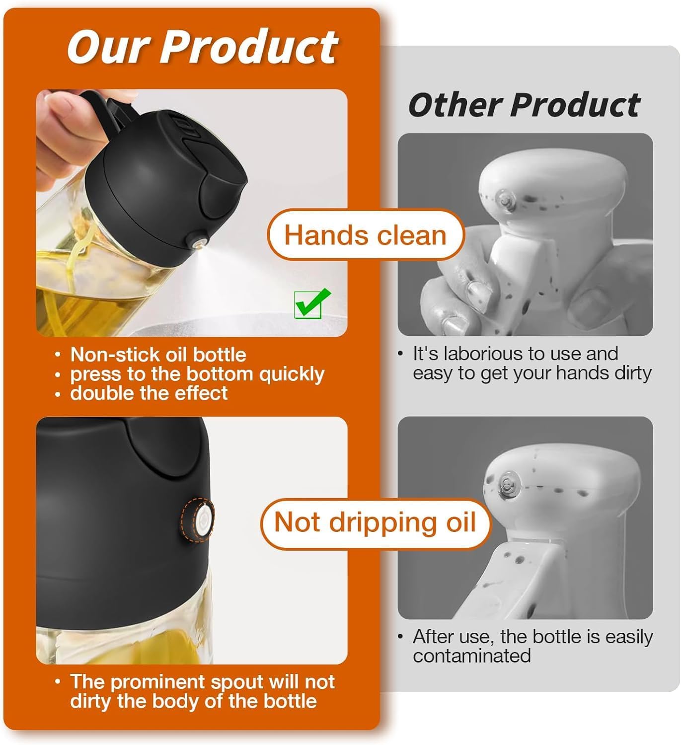 2-in-1 Oil Dispenser and Sprayer – Precision Control for Cooking and Grilling