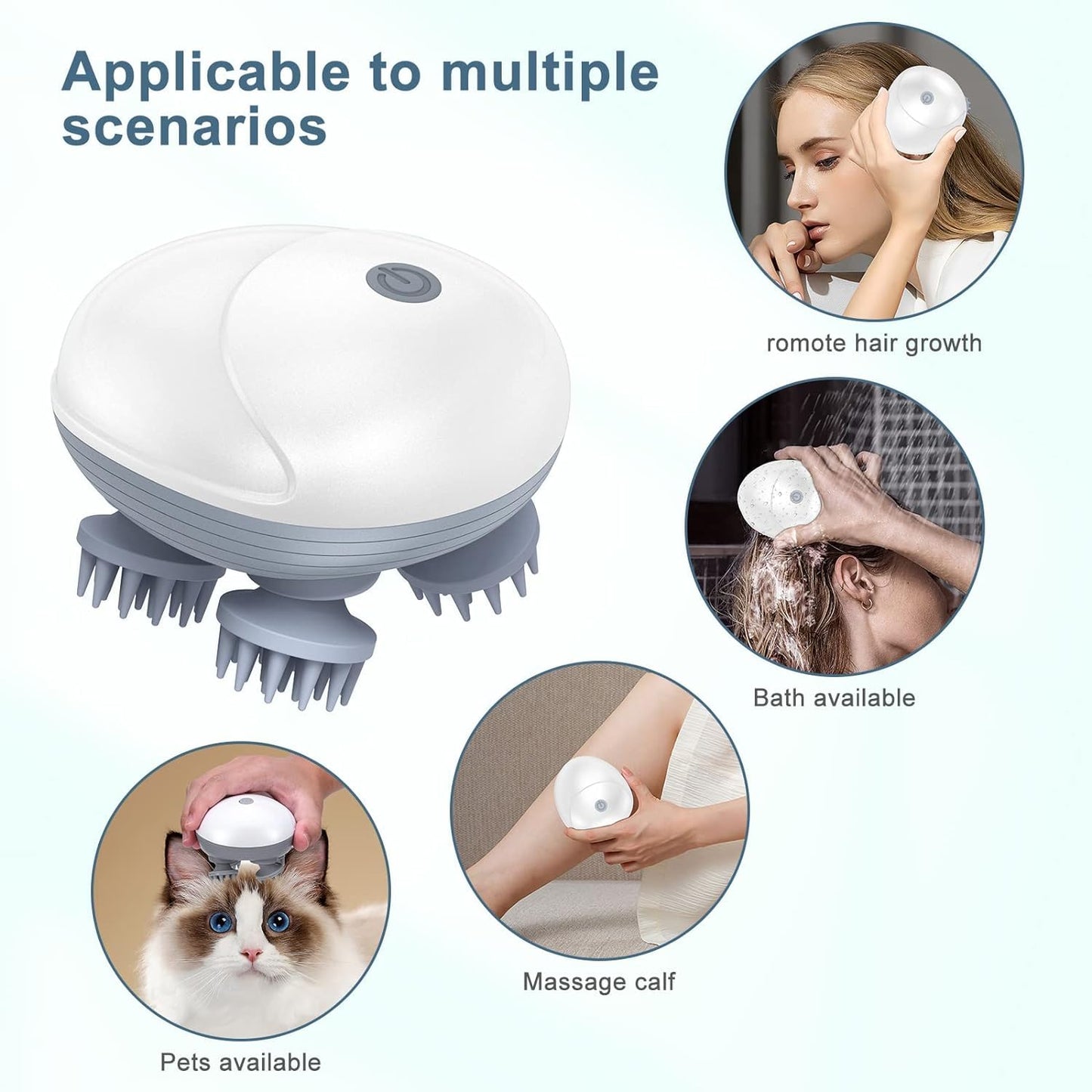 HM Advanced Electric Head,Scalp Massager | Rechargeable Head Kneading Massage Machine 3 Speed Mode Handheld