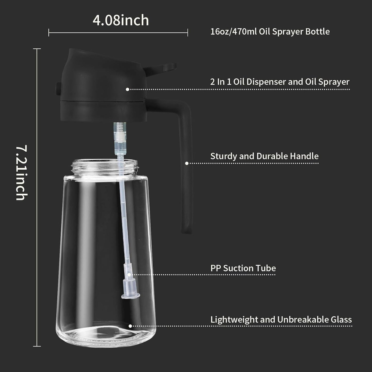 2-in-1 Oil Dispenser and Sprayer – Precision Control for Cooking and Grilling