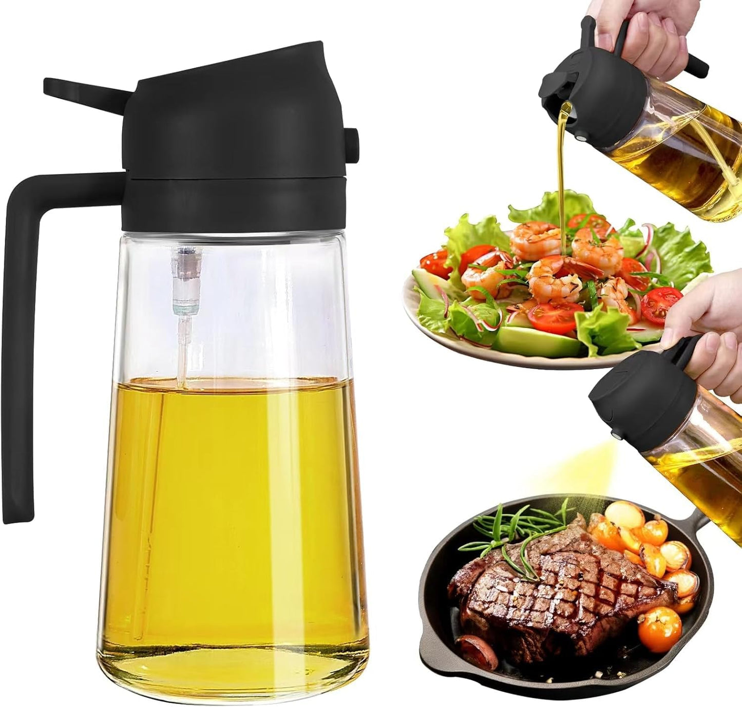 2-in-1 Oil Dispenser and Sprayer – Precision Control for Cooking and Grilling
