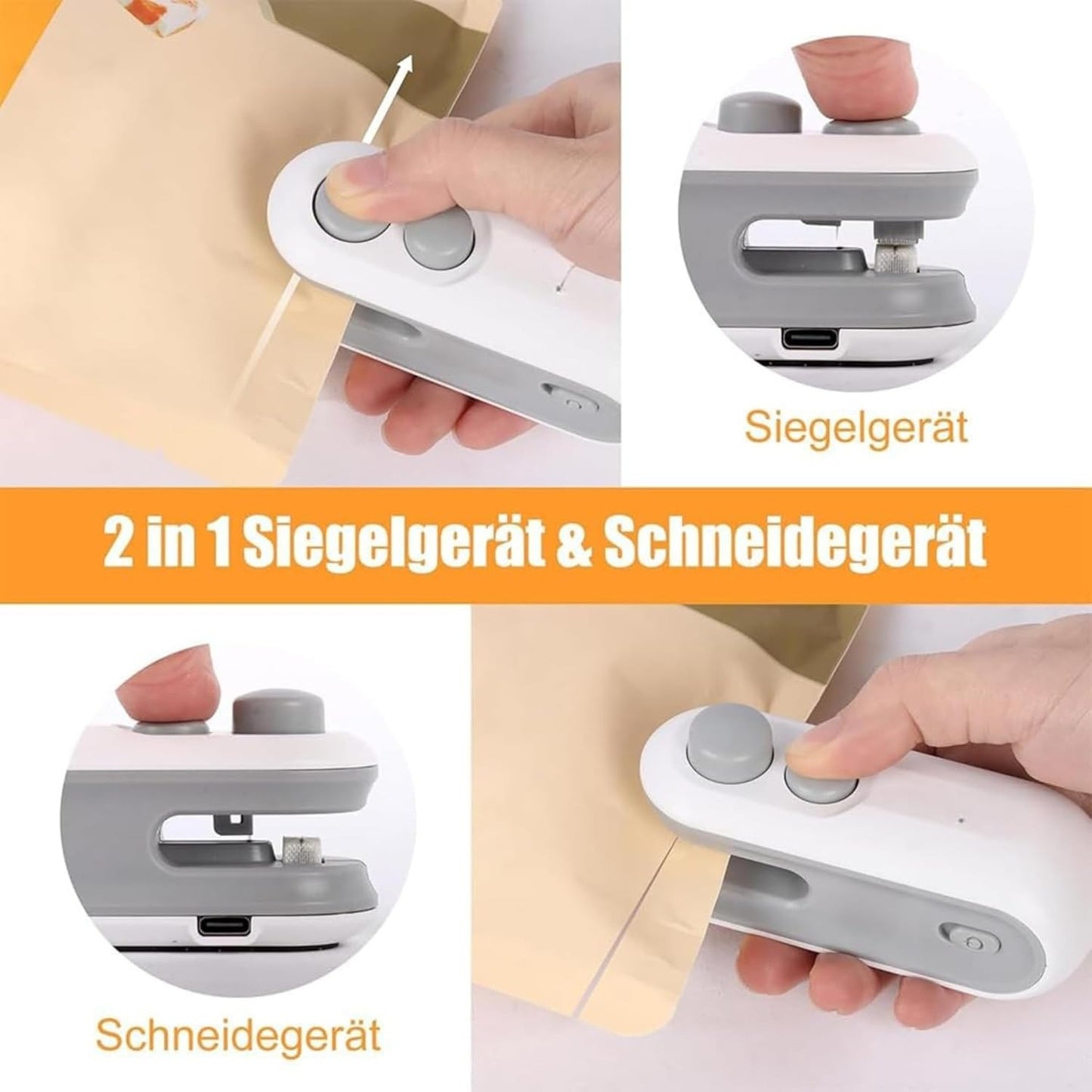 2-in-1 USB Rechargeable Mini Bag Sealer & Cutter
