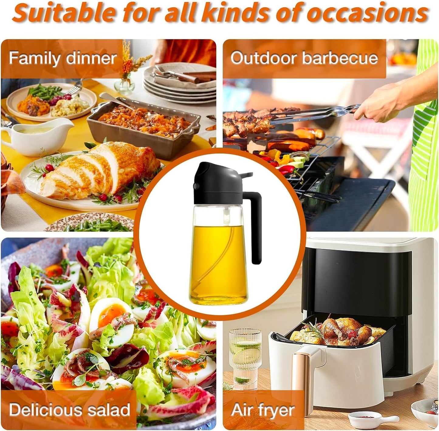 2-in-1 Oil Dispenser and Sprayer – Precision Control for Cooking and Grilling