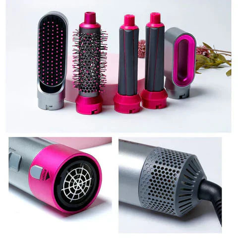 Multifunctional 5 IN 1 Hair Styling Tool Detachable Hot Air Brush Hair Dryer with Comb (2 YEARS WARRANTY)